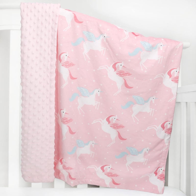 BORITAR Unicorn Baby Blanket for Girls Soft Minky with Double Layer Dotted Backing Ultra Soft and Cute Kids Blanket for Toddler Bed, 30 x 40 Inch Pink - Image 5